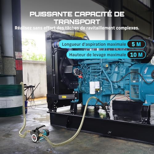 SEESII 12V Diesel Pump: 50L/min 200W Electric Fuel Pump with Nozzle and Hoses, Portable Pump for Diesel, Kerosene, Oil, Boats, Trucks, Individuals and Agricultural Machinery