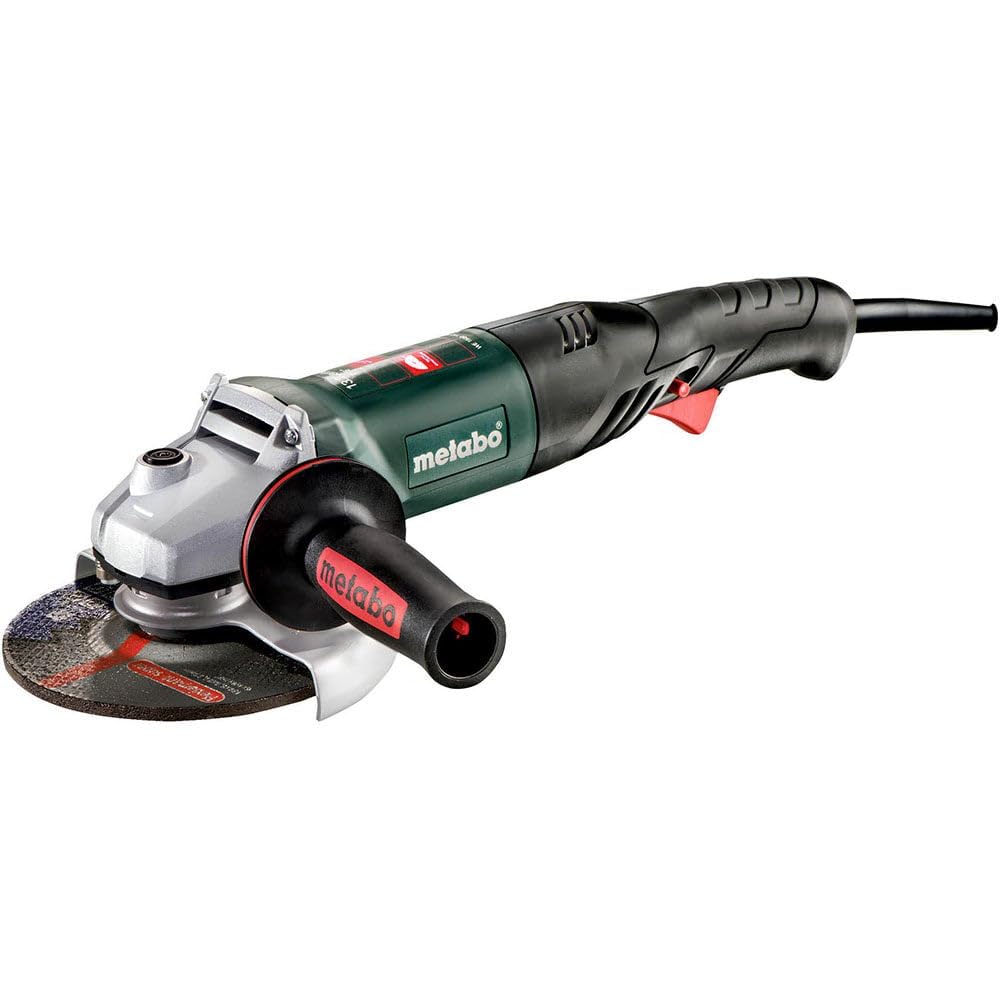 Metabo Amoladora angular de 6 pulgadas, 9600 RPM, 13,2 A con electrónica, CA/CC, interruptor deslizante de bloqueo, cola de rata, protector ajustable sin herramientas, WE 1500-150 RT, 601242420, verde