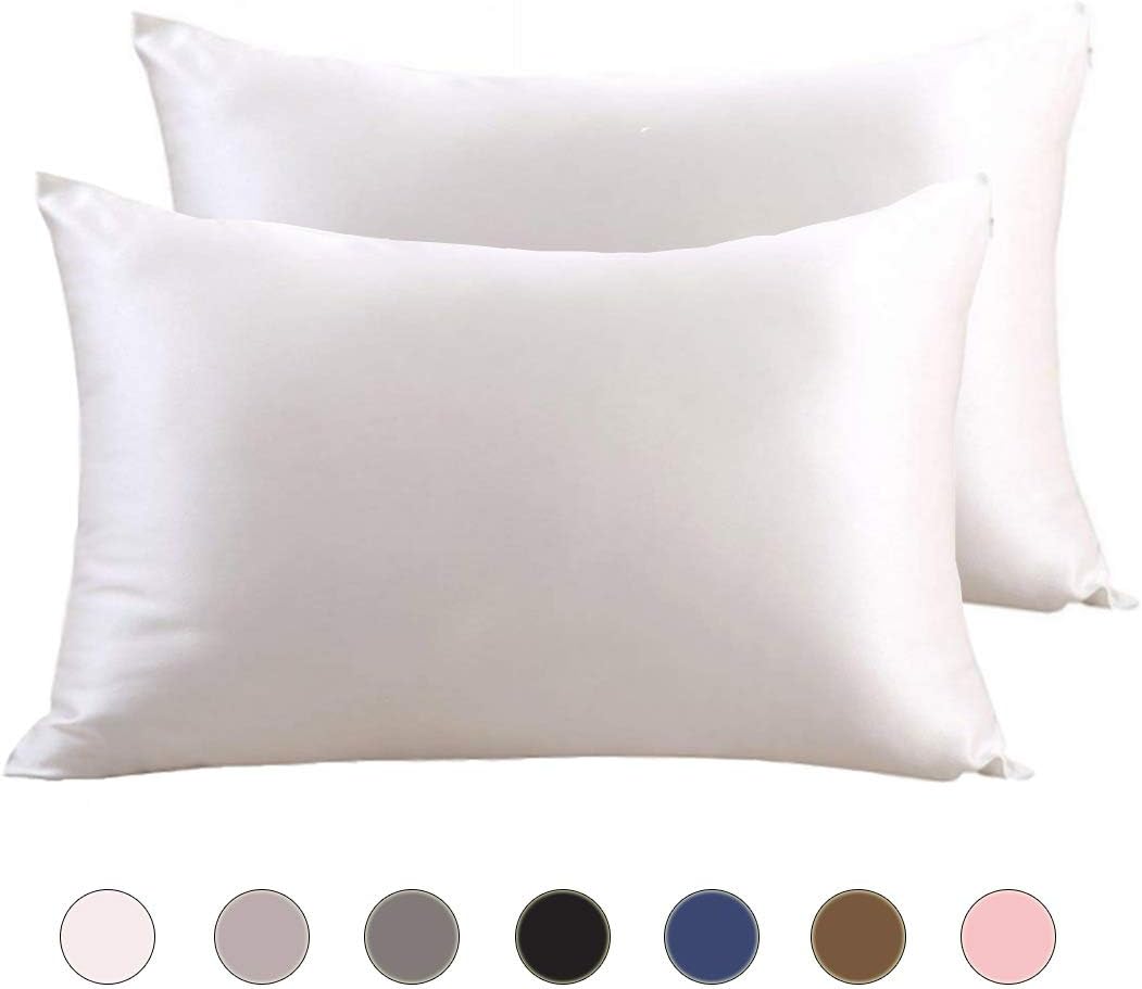 Satin Pillowcase for Hair and Skin, 20x40 inch Hypoallergenic Pillow Covers with Envelope Closure ( Set of 2, King…