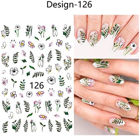 5 Sheets 3D Embossed Nail Sticker Flower Adhesive DIY Manicure Slider Nail Art Tips Decorations Decals for Kids Princess of Spring Season Bloom Colorful Plant