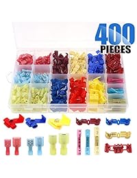 glarks 400pcs 22   de calibre 10 Nylon termorretráctil Waterproof Electrical Pala Quick Splice aislante Butt T Tap Crimp Terminales Conectores Surtido Set