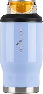Reduce Can Cooler – 4-in-1 Stainless Steel Can Holder and Beer Bottle Holder, 4 Hours Cold – The Drink Cooler For 12 oz Slim Cans, Regular Cans, Bottles and Mixed Drinks – Glacier, Opaque Gloss