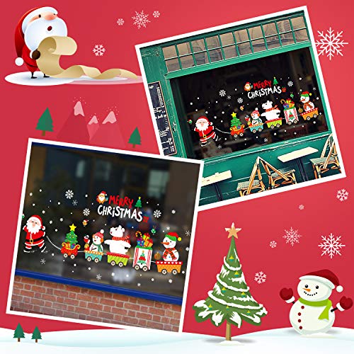 image for Outus 4 Set Merry Christmas Window Clings Decal Snowman and Elk Wall S