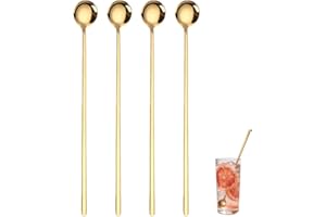 4-Pack Gold Coffee Spoons, 9.4 Inch Long Handle 304 Stainless Steel Tea Stirring Spoons for Espresso, Iced Tea, Home and Café