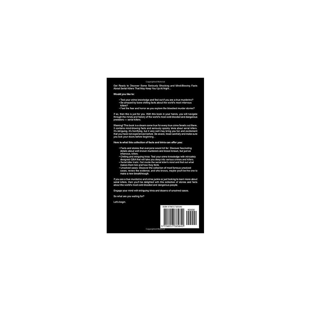 Buy The Ultimate Serial Killer Trivia Book Scary Stories Frightening 
