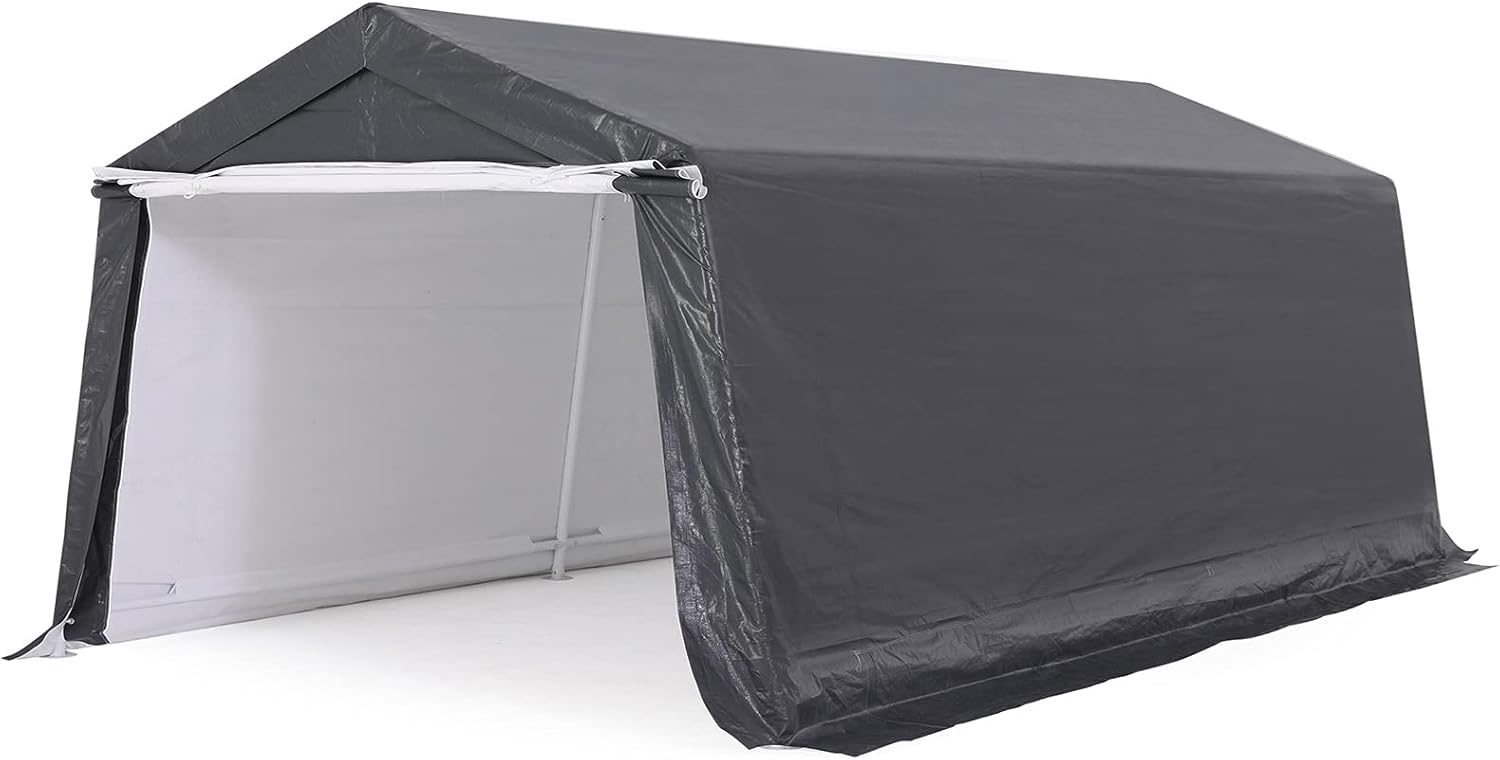 ABCCANOPY Outdoor Storage Shelter, Portable Storage Shed for Motorcycle Bike Garden Storage (10x10, Gray)