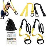 PetSply Upgraded Fitness Resistance Basic Trainer Kit, Full Bodyweight Training System Multiple Anchoring with Two Extension Straps for Home Gym Travel Exercise & Indoor Outdoor Workouts