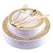 Supernal 8 Blade Vegetable Slicer Disposable Party Plates, Elegant Plastic Plates with Gold Rim Include 30 Dinner Plates, 30 Salad Plates, 30 forks, 30 knives, 30 spoons