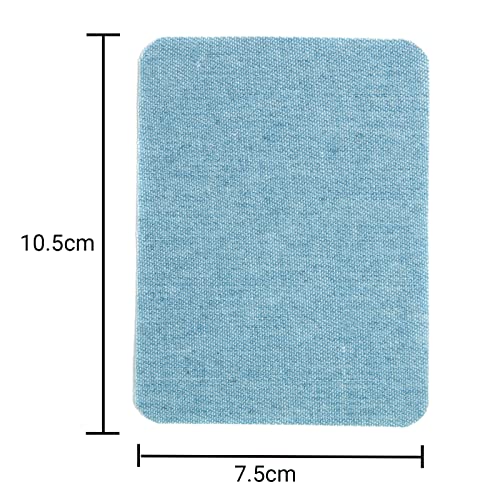 GYGYL 12 Pieces Premium Quality Denim Iron-on Jean Patches, Inside & Outside Strongest Glue 100% Cotton of Light Blue Repair Decorating Kit, Size 3