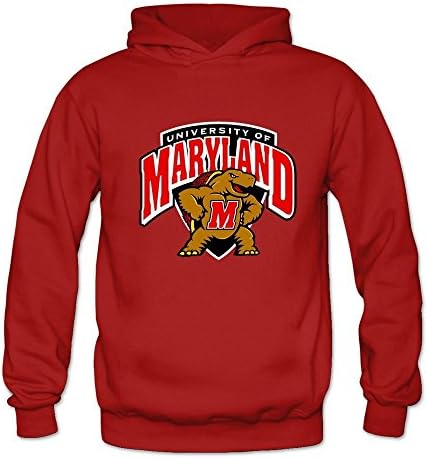 TWSY Women's Maryland Terrapins Long Sleeve Hoodie Size S Red,100% Organic Cotton
