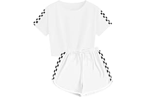 CNJFJ Kids Summer Sport T-Shirt and Shorts Set Plaid Print Clothing Sets Tracksuit