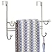 mDesign Over Shower Door Bathroom Towel Bar Rack with Hooks - Satin/White