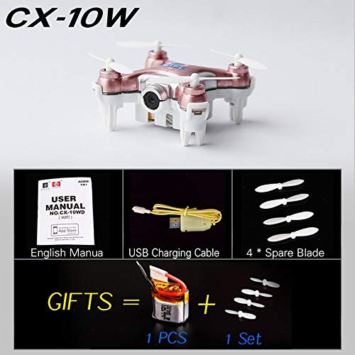 PampasSK RC Helicopters - 3 Colors Mini Remote Control Helicopter CX-10W CX10W CX-10W-TX RC Quadrocopter with Camera Mini Drones Dron FPV 1 PCs