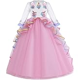 HIHCBF Girls Unicorn Costume Pageant Princess Party Long Sleeve Dress Wedding Birthday Halloween Carnival Maxi Ball Gown