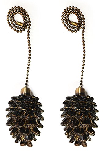 Royal Designs Fan Pull Chain â€“ Pine Cone â€“ Antique Brass â€“ Set of 2