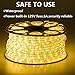 GUOTONG LED Rope Lights Outdoor Waterproof, 131.2ft Rope Lighting Warm White Light Strip, 110V LED Strip Lights Indoor, Connectable String Tape Light for Backyards, Patio, Decorative Lighting