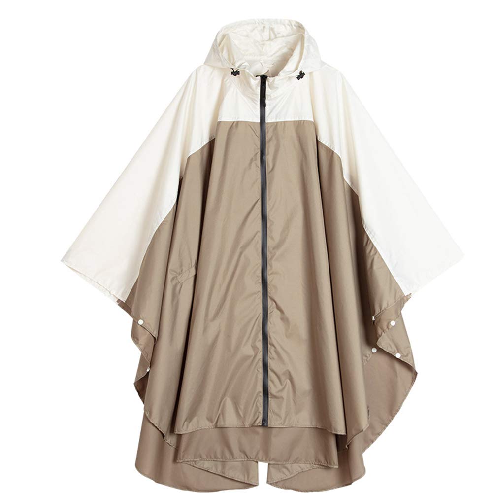 Spmor Rain Poncho Hooded Waterproof Raincoat Jacket for Adults with Zipper, Army Green, One size