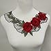 Red 3D Red Embroidered Fabric Rose Flower Venise Lace Sewing Applique Lace Collar Neckline Collar Applique Accessories