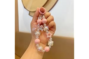 Bow Vibrant Phone Lanyard Colorful String Color Plating Cell Phone Strap Hand Wrist Strap Keychain (Pink)