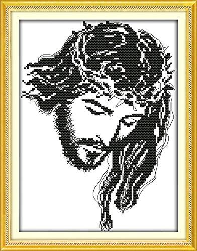 Cross Stitch Stamped Kits Quilt Pre-Printed Cross-Stitching Patterns for Beginner Kids Adults, Embroidery Crafts Needlepoint Starter Kits Jesus