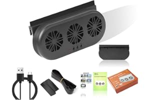 ZHXXCUM Solar Powered Car Window Fan, USB Car Exhaust Fan, Solar Powered Car Ventilator with 3 Air Outlet, Portable Auto Cooler Fan for All Vehicle Front/Rear Window(Black)