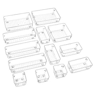[13 Stuks] Puricon Clear Bureaulade Organisatoren, Multifunctionele Plastic Make-up Trays Opslagbakken Verdelers, voor…