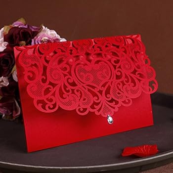 Red Laser Cut Wedding Invitations 4