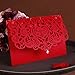 WOMHOPE® 50 Pcs - Classic Red Color Laser Cut Lace Card Wedding Invitation Party Folding Invitations Cards Birthday Invitations Cards Wedding Favors with Acrylic Rhinestone (B)