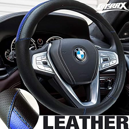 Amazon Cotrax スポーツタイプハンドルカバー 通気性抜群 Pvcレザー レザー Sサイズ ステアリング 軽自動車 普通車 滑り防止 ブルーライン ハンドルカバー 車 バイク