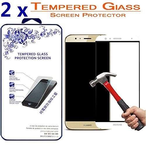 [2-Pack] Huawei G8/ G7 Plus Full Cover Tempered Glass Screen Protector - Nacodex 0.3mm HD Round Angle, 9H hardness Screen Cover for Huawei G8/ G7 Plus - White