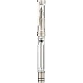 Asvine V200 Titanium Fountain Pen Vacuum Filling, Germany Bock Extra Fine Nib Clear Transparent Acrylic Smooth Writing Pen Case Set