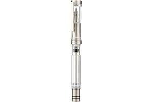 Asvine V200 Titanium Fountain Pen Vacuum Filling, Germany Bock Extra Fine Nib Clear Transparent Acrylic Smooth Writing Pen Case Set