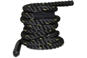Smartxchoices Black Battle Rope 1.5''/2'' Width Exercise Training Workout Ropes 30/40/50 Ft Length Home Gyms Abdominal Muscle Biceps Abs Metabolic Fitness (1.5''*50ft)