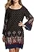 HOTOUCH Women Bohemian Ethnic Style Vintage Printed Loose Tunic Dress Black,XL