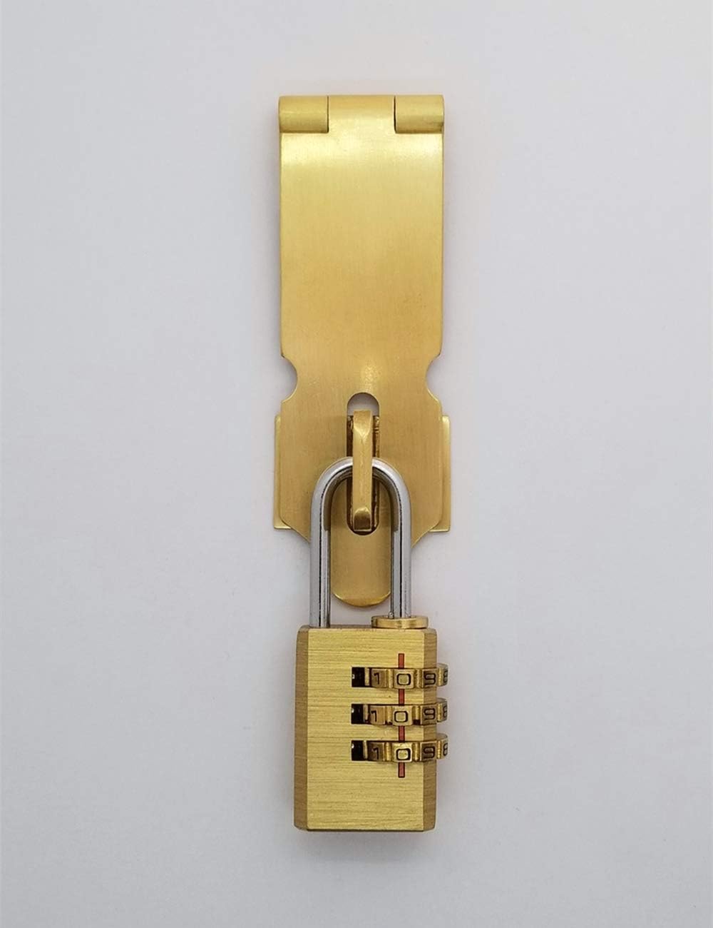 Runningfish Solid Brass Padlock Hasp, Heavy Duty Door Clasp, Safety Lock Latch for Antique Modern Furniture Drawers Cabinet Doors (3 Inch, Brass Tone) - - 