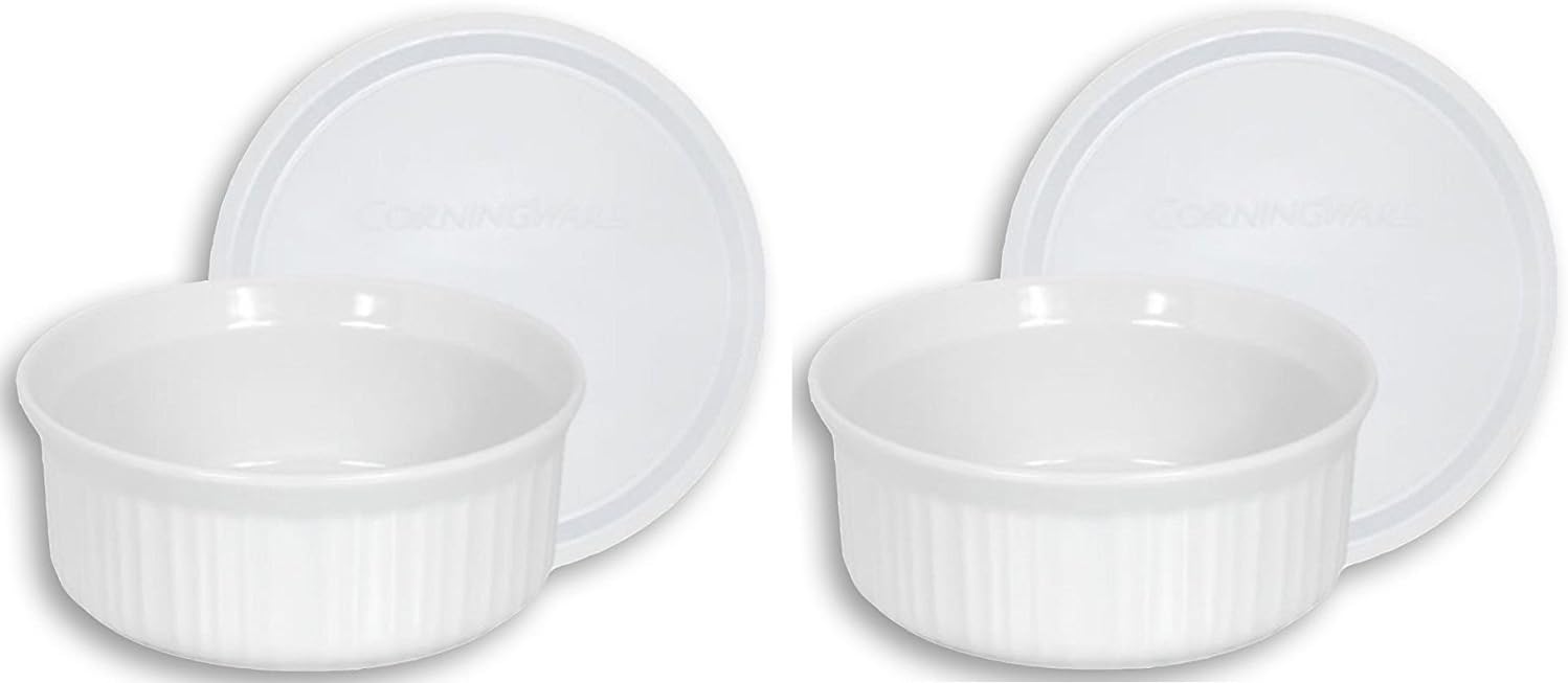 CorningWare French White 24-Ounce Round Dish with Plastic Cover, Dishes by CorningWare