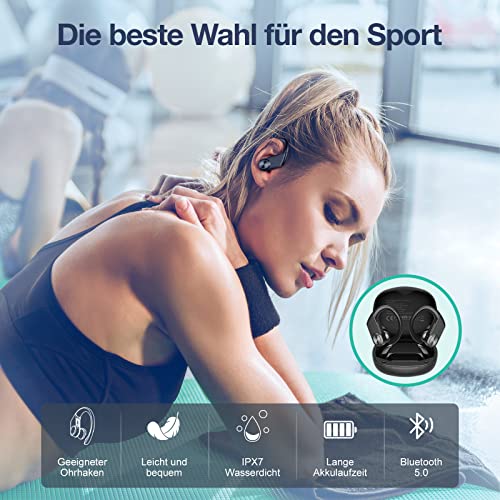 Casque de Sport Bluetooth sans Fil IPX7 étanche pour Le Jogging/la Course avec Microphone intégré, 25 Heures d\'autonomie, Bluetooth 5.0 pour Apple Huawei Samsung