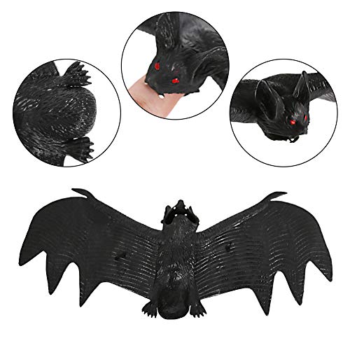 HAKACC Halloween Fledermäuse, 8 Stück Hängende Fledermäuse Realistische Gespenstische Fledermause Hängende Spuk-Gummi für Halloween Party Dekoration Kostüme