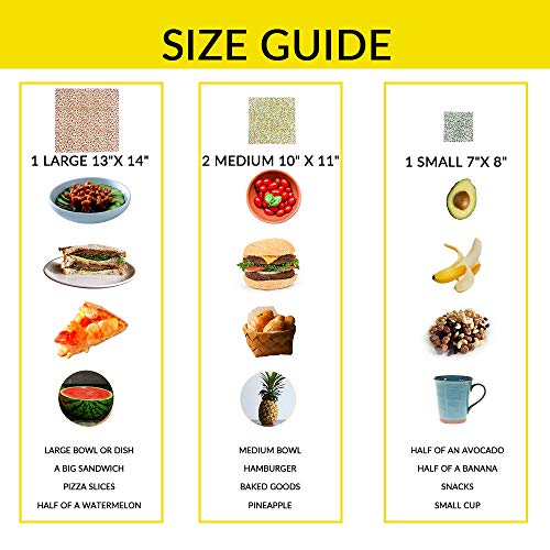 Beeswax Wrap, BEAUTLOHAS. Reusable Food Wrap - PataBee Reduce Plastic to Zero Waste - Organic, Sustainable, Eco-Friendly and Biodegradable Storage Wraps (1 Large, 2 Medium, 1 Small)