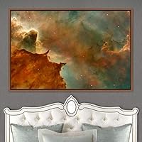 Framed Canvas Wall Art Galaxy Stars Aerial Astronomy & Space Dramatic Global Green Photography Realism Stars - 16x24 inches