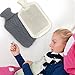 AZMED Classic Rubber Hot Water Bottle with Knitted Grey Cover, 2 Liters, White