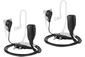 TOMSENN 2-Pin Covert Acoustic Tube Walkie Talkie Earpiece – Two Way Radio Earpiece with a PTT Mic - Compatible with Walkie Talkie Headset Brands (Kenwood, Puxing, Wouxun) – Pack of 2