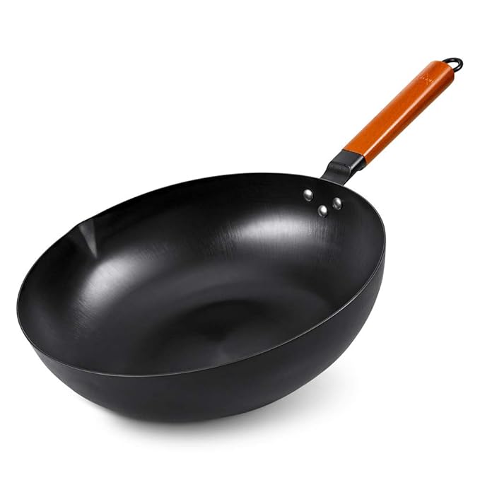 Buy SKY LIGHT Wok Pan, No Chemical Stir Fry Pan 12.5inch, 100 Carbon Steel Chinese Iron Pot