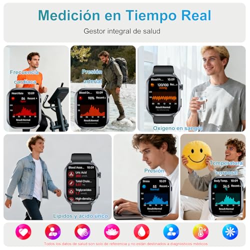 Reloj Inteligente Hombre con ECG/VCF: 2" HD Smartwatch con Asistente GPT | Reloj Salud con AI GPT Q&A, Sueño, 30s Mini Chequeo, Linterna LED, SOS, 150+ Deportivos, Android iOS