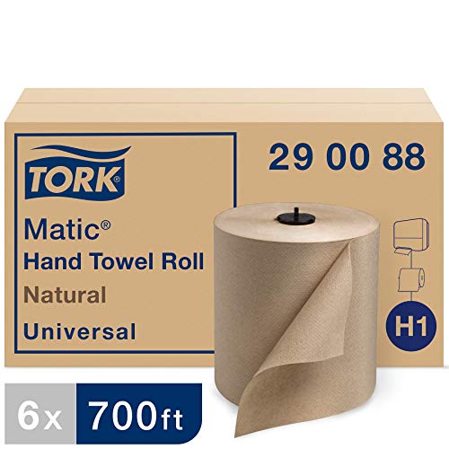 Tork 290088 Universal Matic Paper Hand Towel Roll, 1-Ply, 7.7" Width x 700