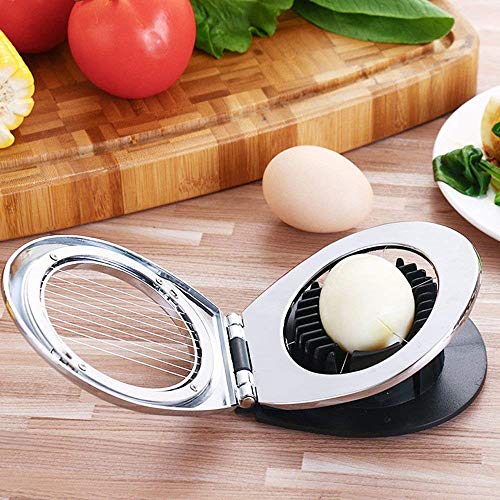 Egg Slicer, Multi-function Egg Slicer, 2-in-1 Slice and Wedge Cut Boiled Egg Slicer, 9-Blade Stainless Steel Multi-Purpose Fruit Slicer Kitchen Tool, Black