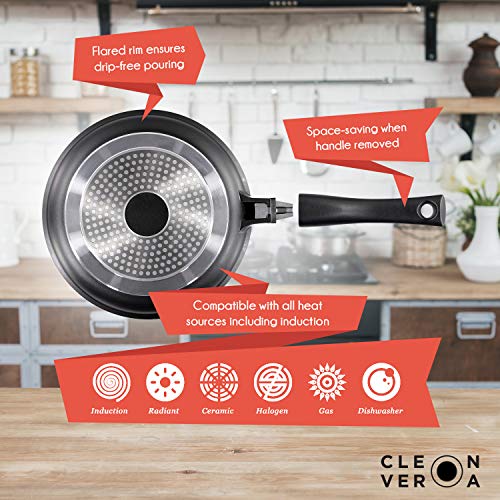 Cleverona Essential Nonstick 10.25 Inch Fry Pan with SecureSnap Detachable Handle