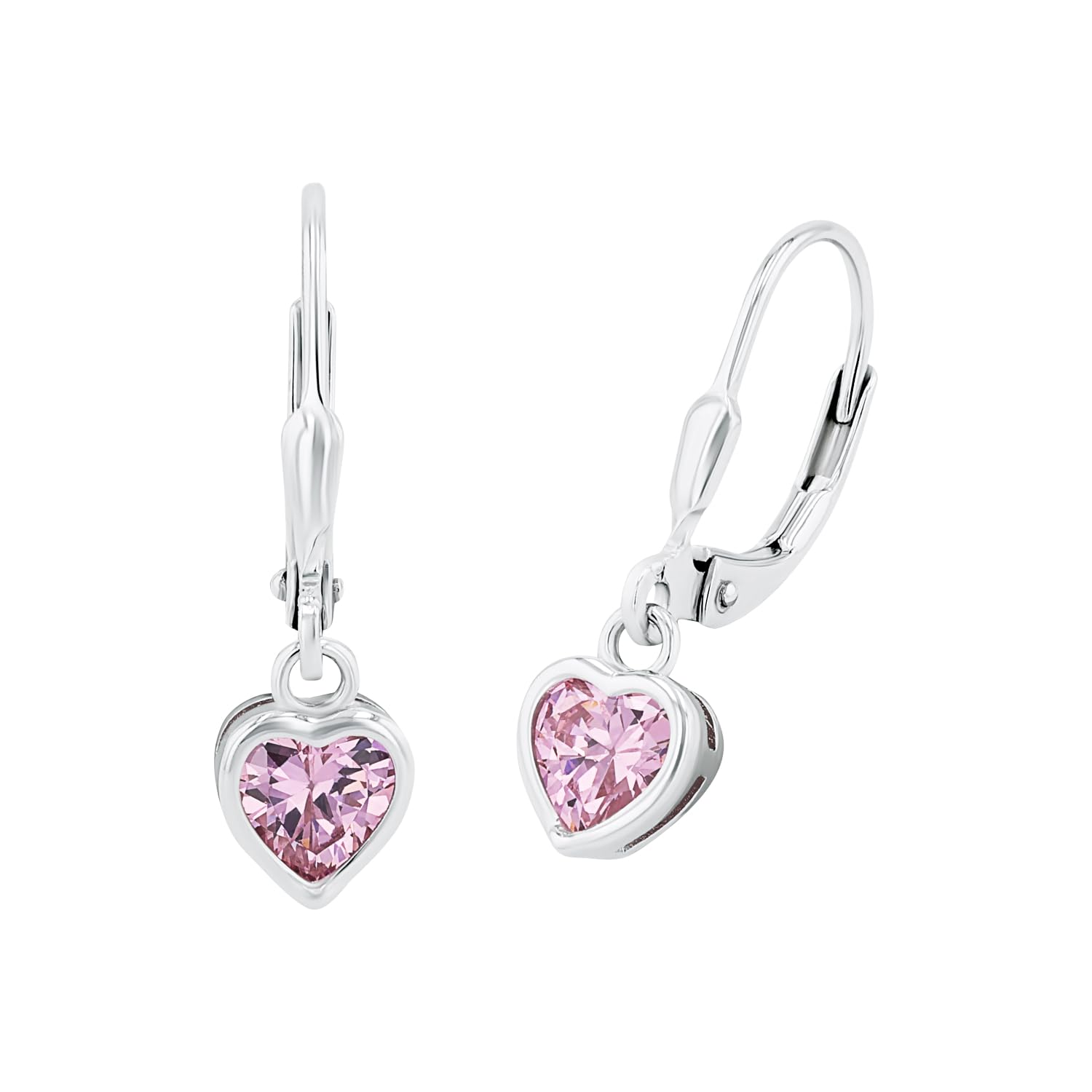 Prinzessin Lillifee earrings 925 Sterling silver girls' children's earrings, with zirconia synth., 2.1 cm, silver, heart, comes in jewelry gift box 9081905