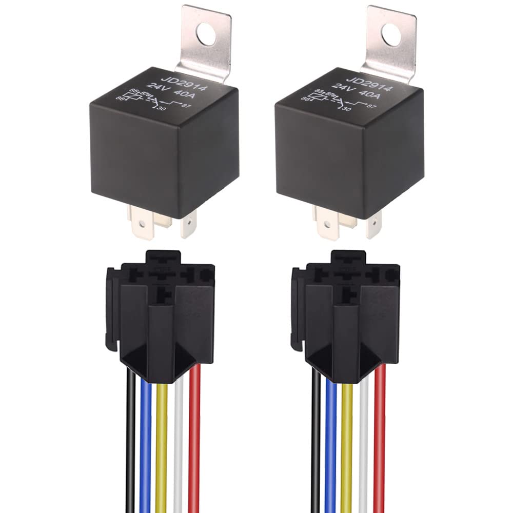 Gebildet 2pcs JD2914 Car Relay Harness 24V 40A 4