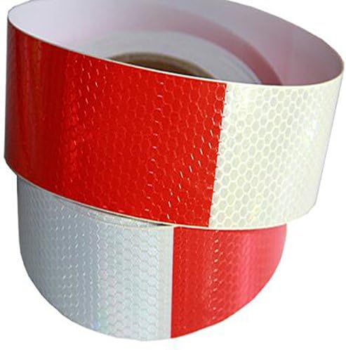 Reflective Tape Red White Honeycomb 1"X25' Waterproof Self-adhesive Reflector Tape Safety Sign for Vehicles,Warning Caution Conspicuity Tape Multiple Sizes